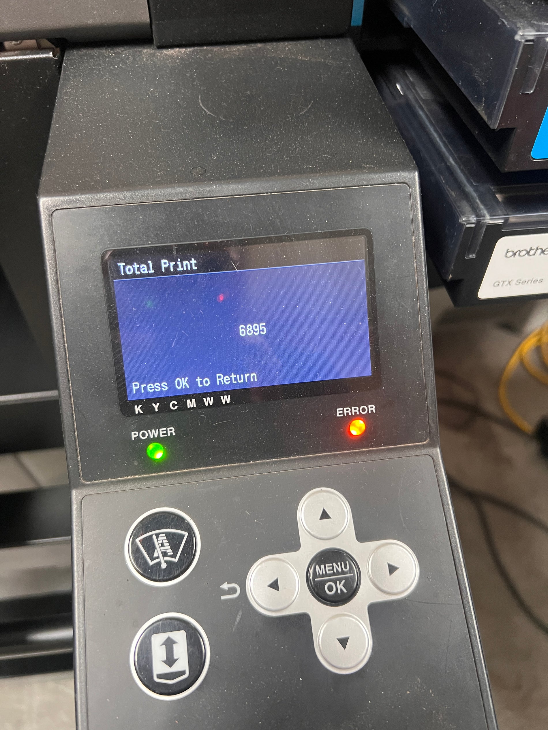Brother DTX PRO hybrid DTG/DTF Garment Printer total print count