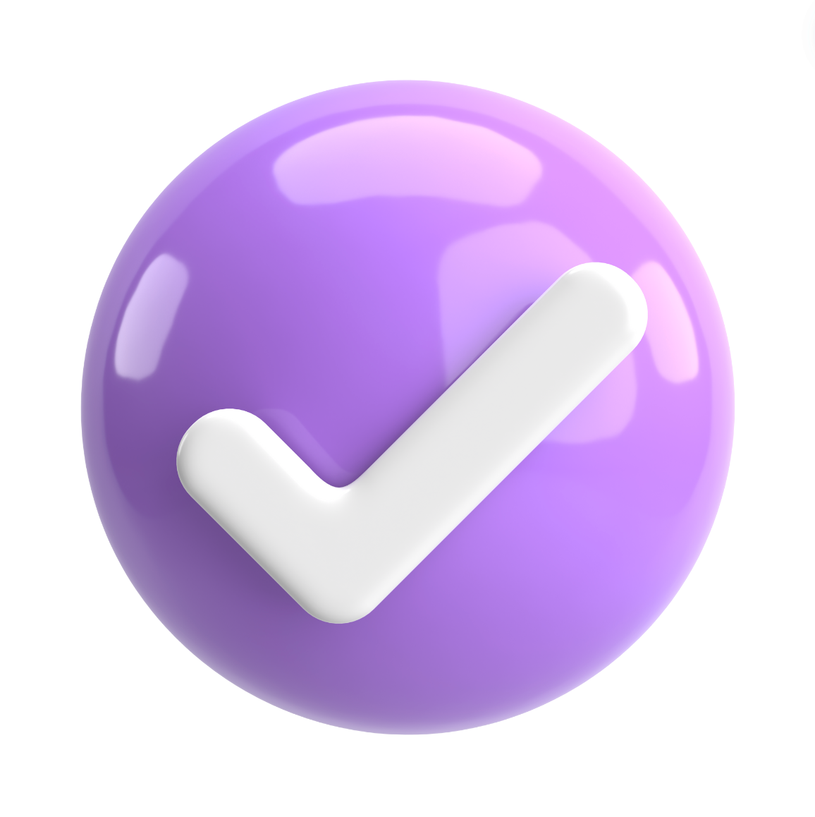 3D Purple Circle with White Checkmark 