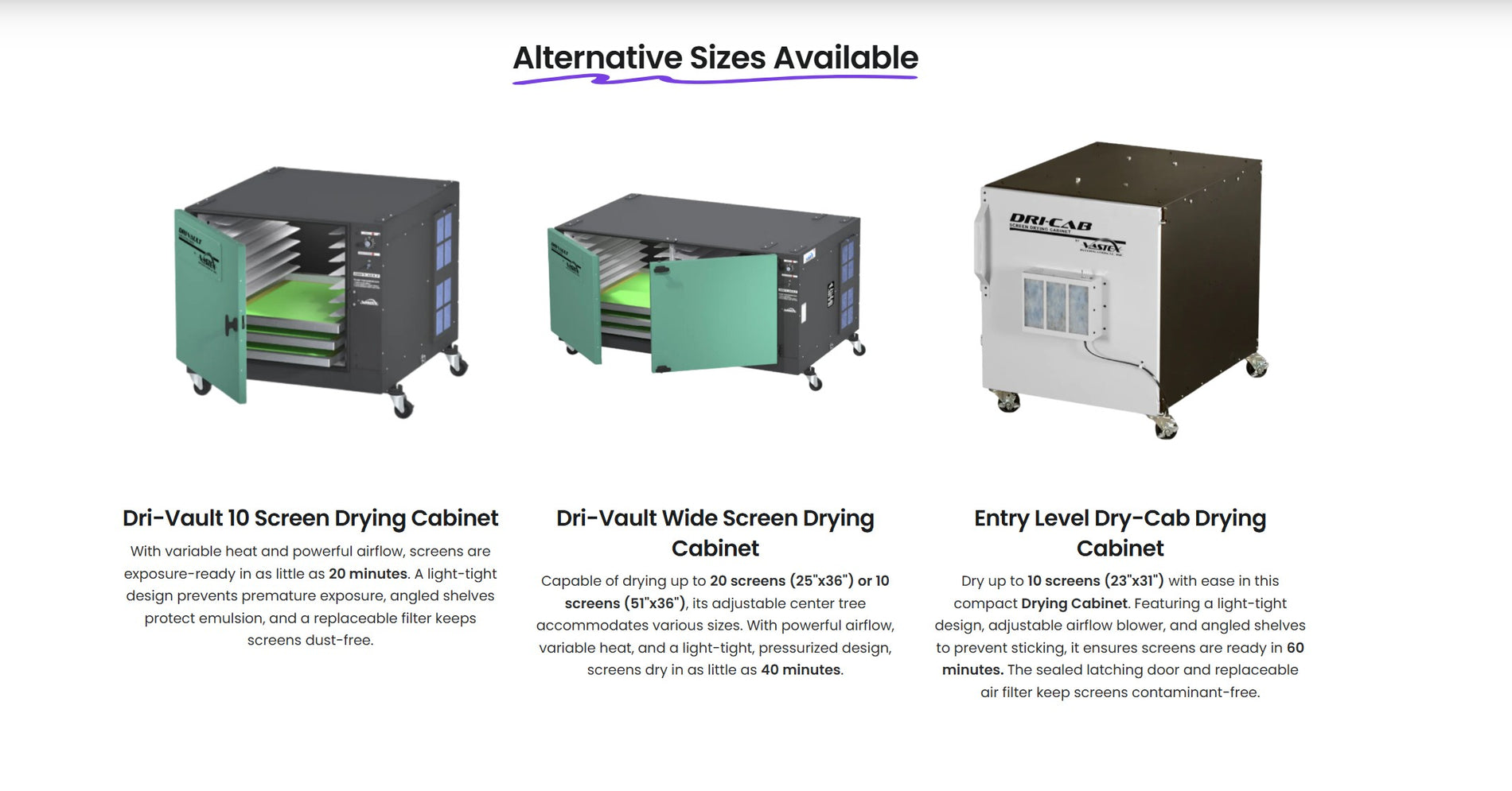 vastex Dri-Vault 10 Screen Drying Cabinet