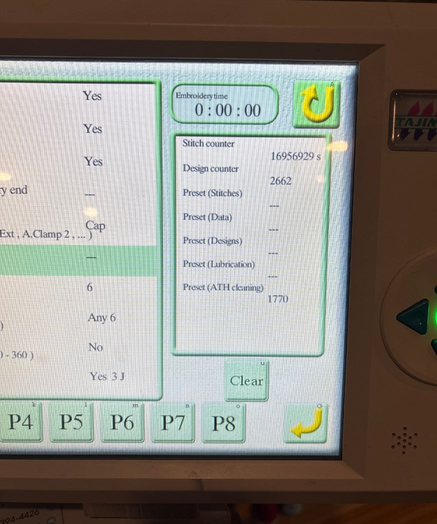 Tajima Single Head Embroidery Machine Stitch Count